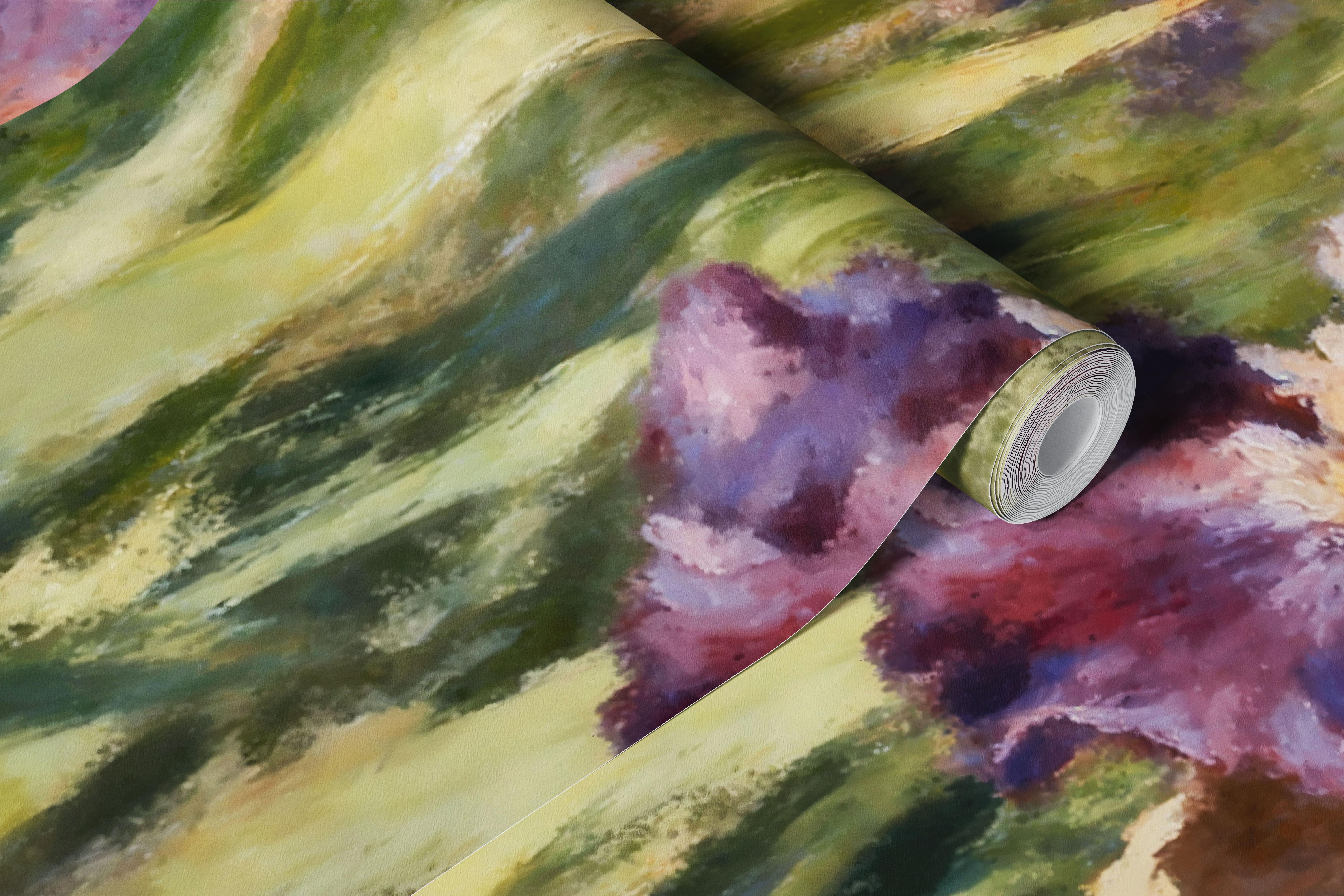 Serene Iris Field wallpaper in a room