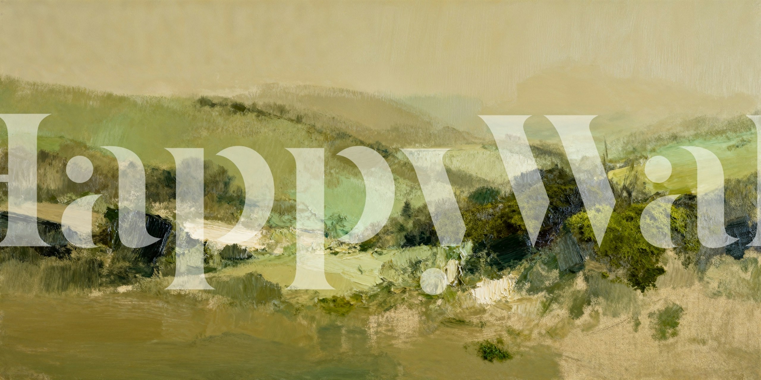 Papel de parede Serene Green Hills em um quarto