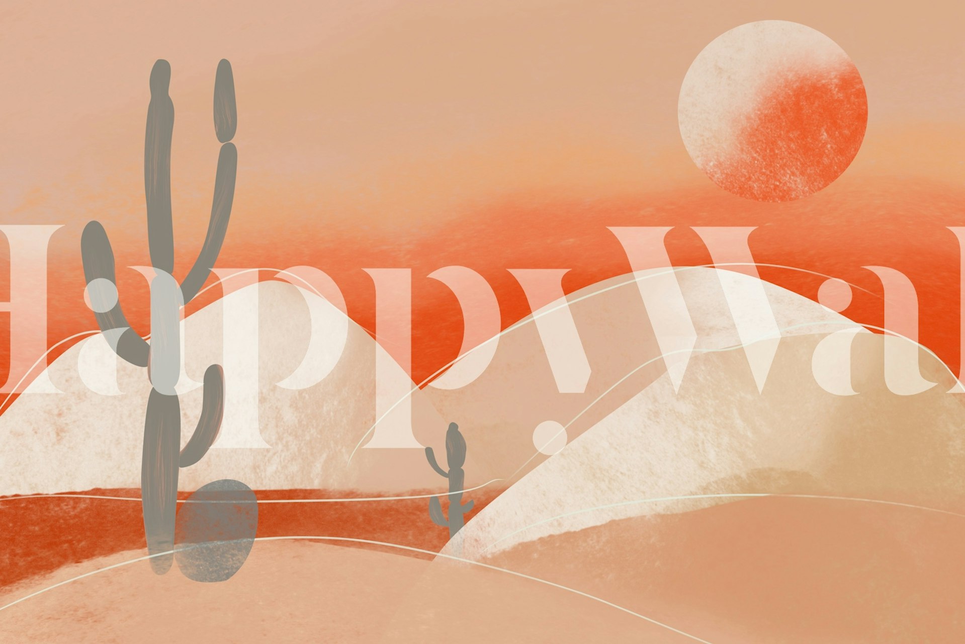 Orange Desert sunset dunes tapet i et rom