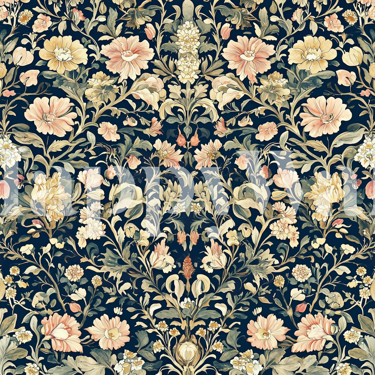 Botanical Blossoms-tapetti tyylikkäässä huoneessa