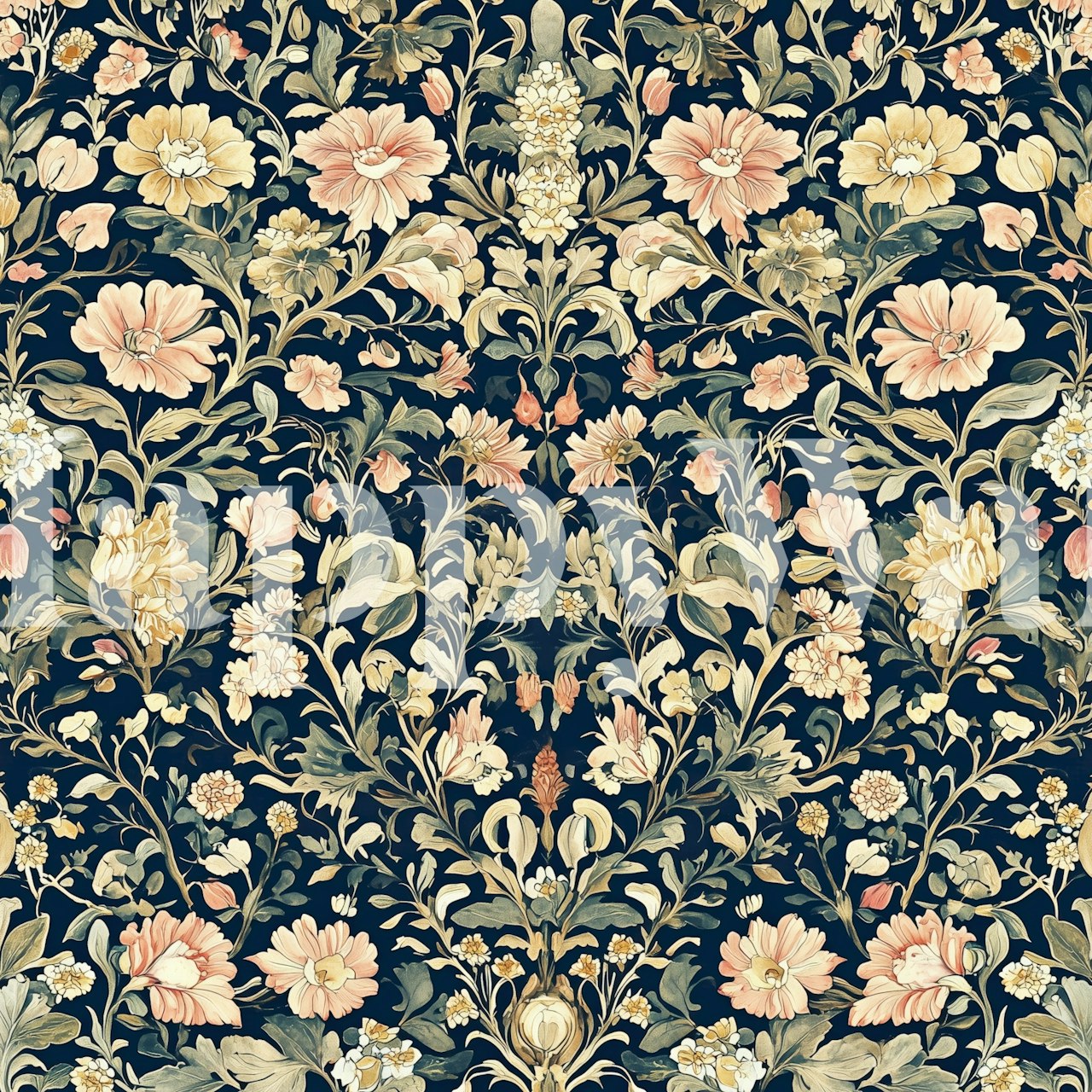 Botanical Blossoms wallpaper in a stylish room