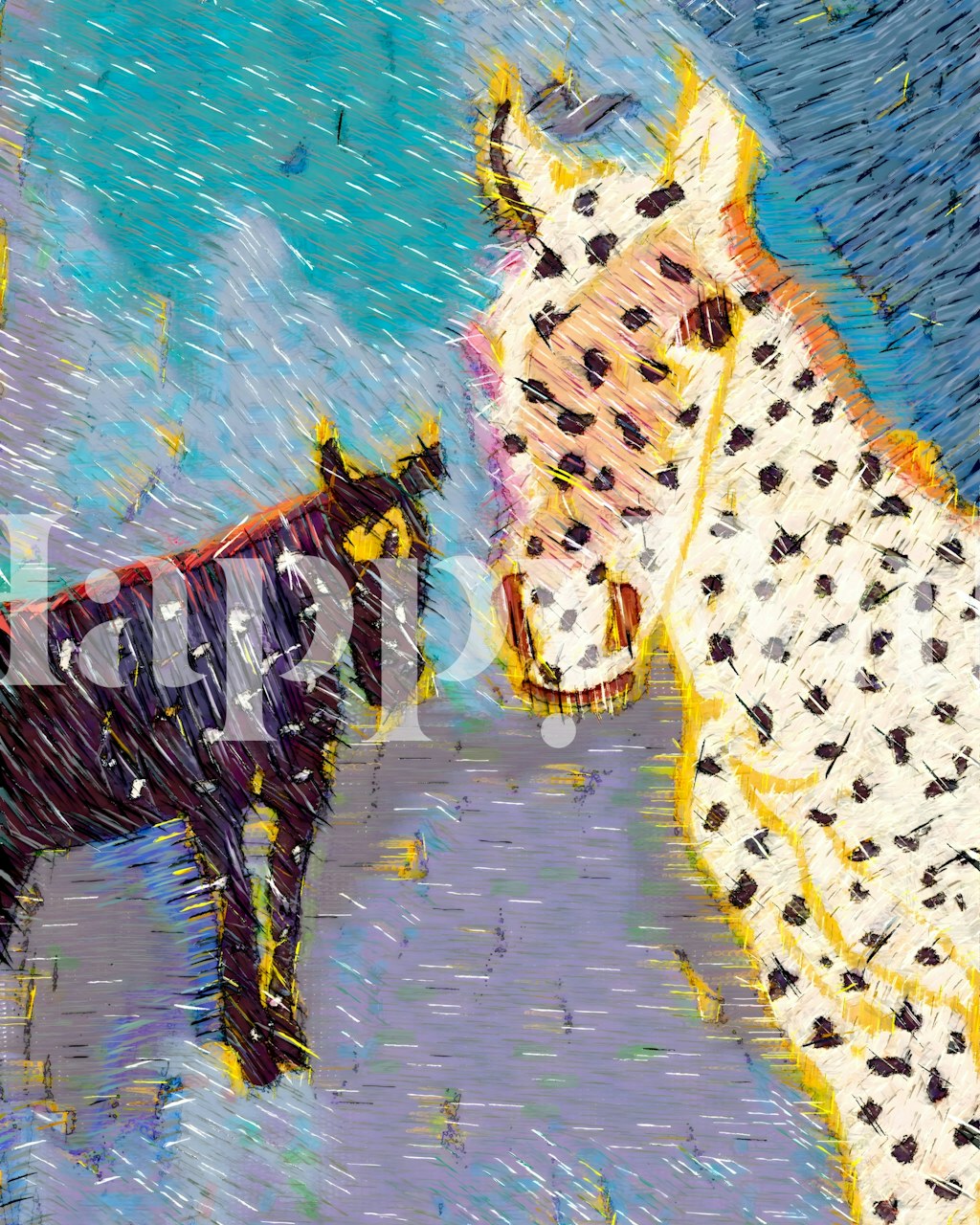 Equus abstrakt hästtapet i ett rum