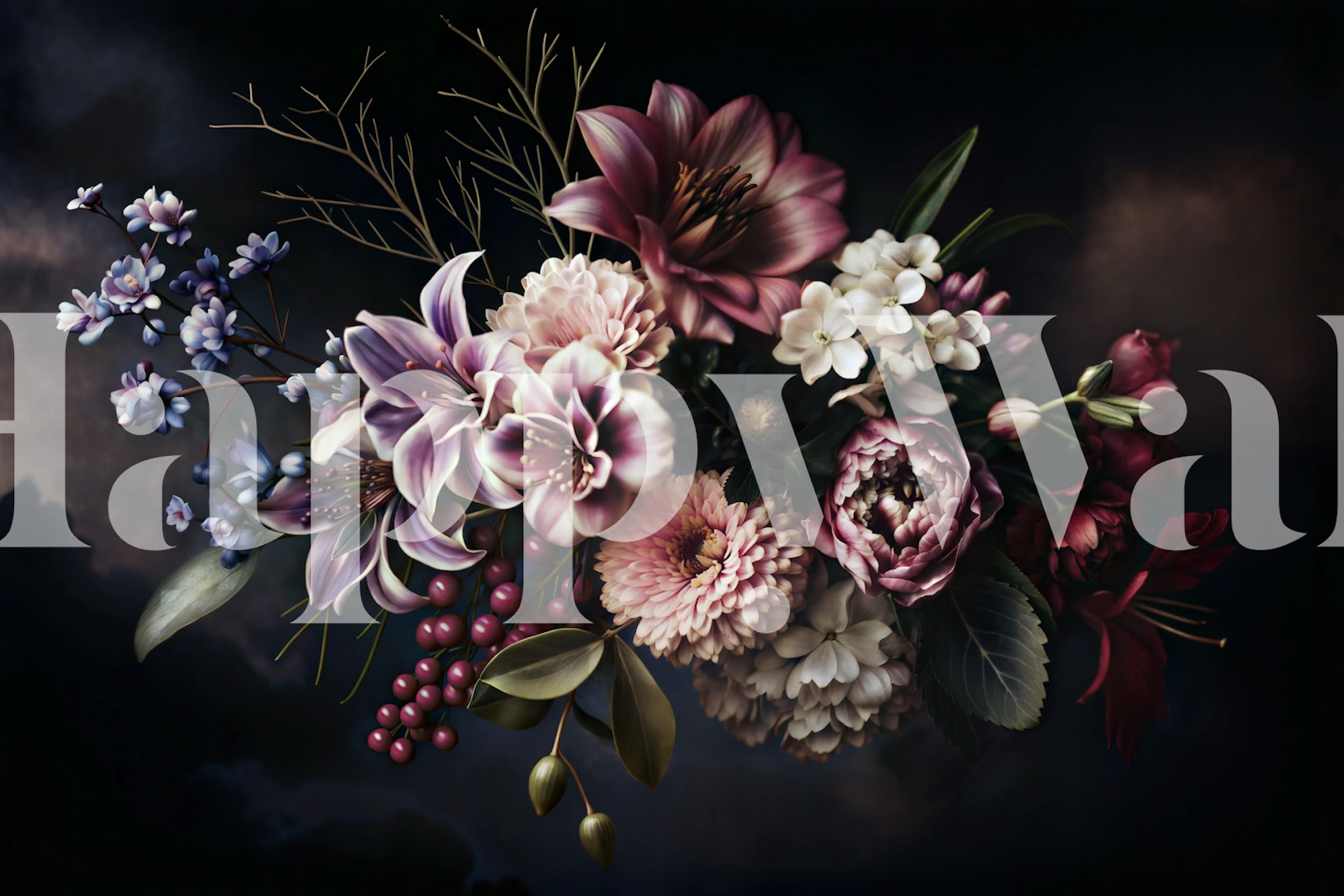 Midnight Floral Bloom tapet i ett rum