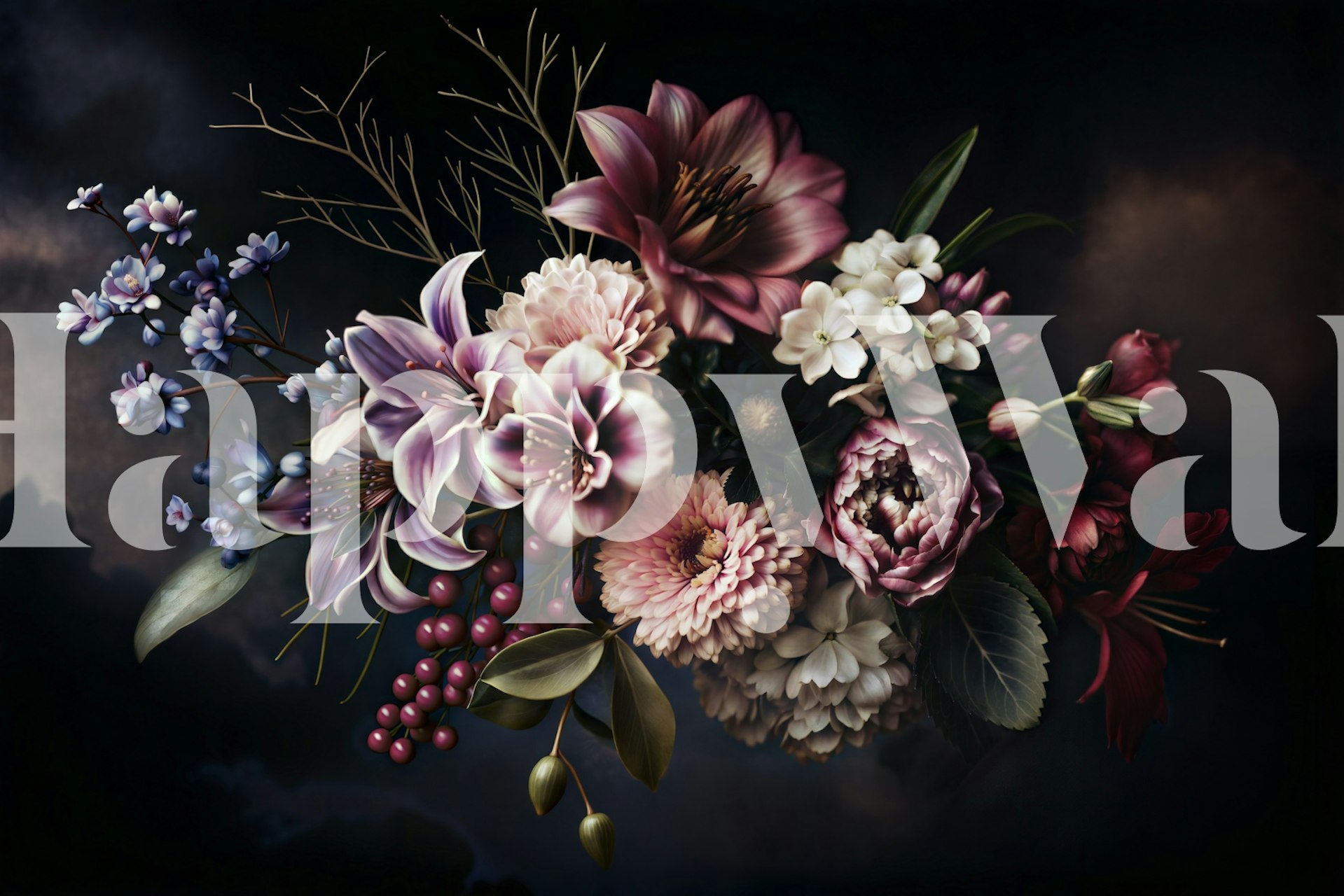 Midnight Floral Bloom wallpaper in a room