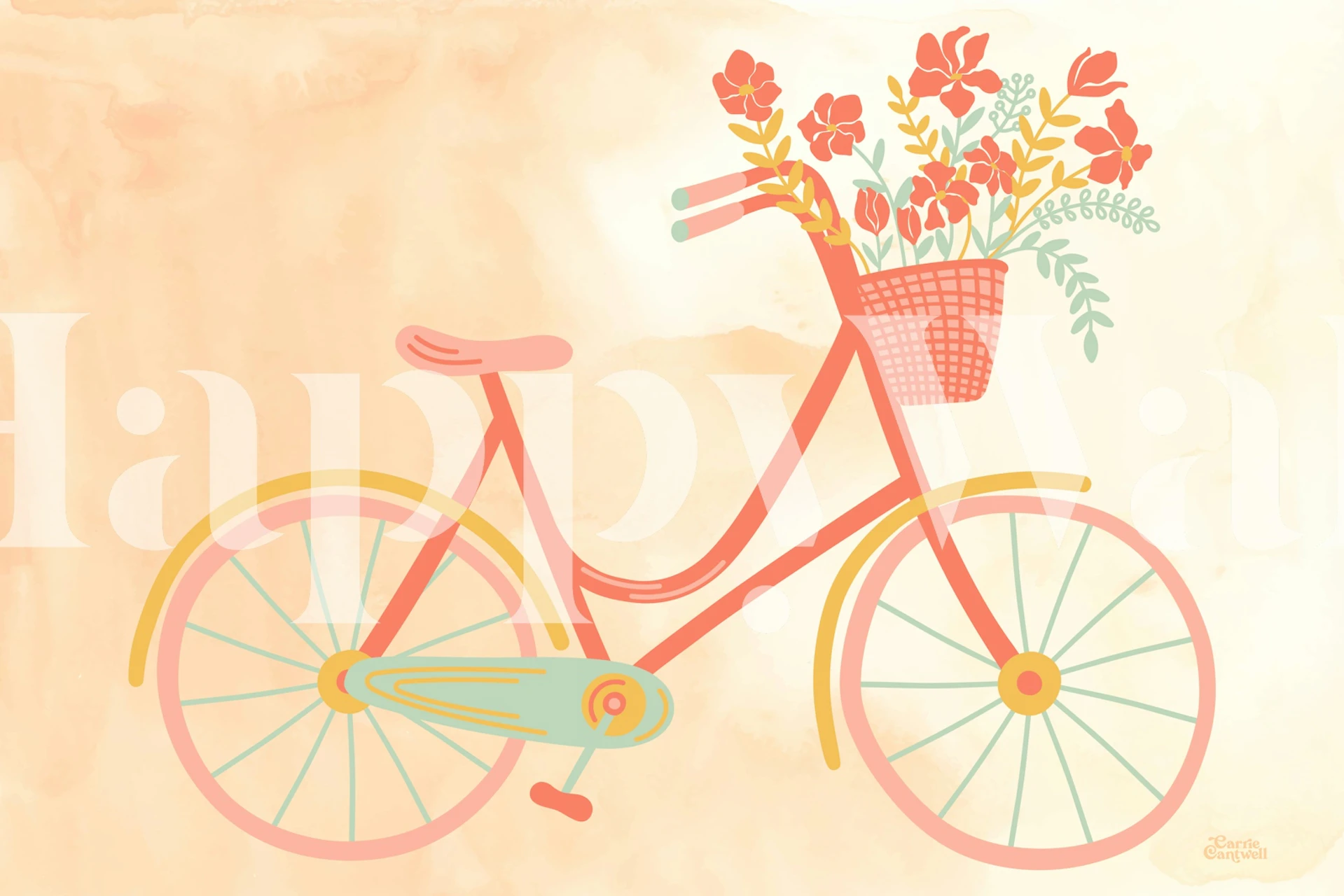 Papel tapiz colorido de bicicleta con flores