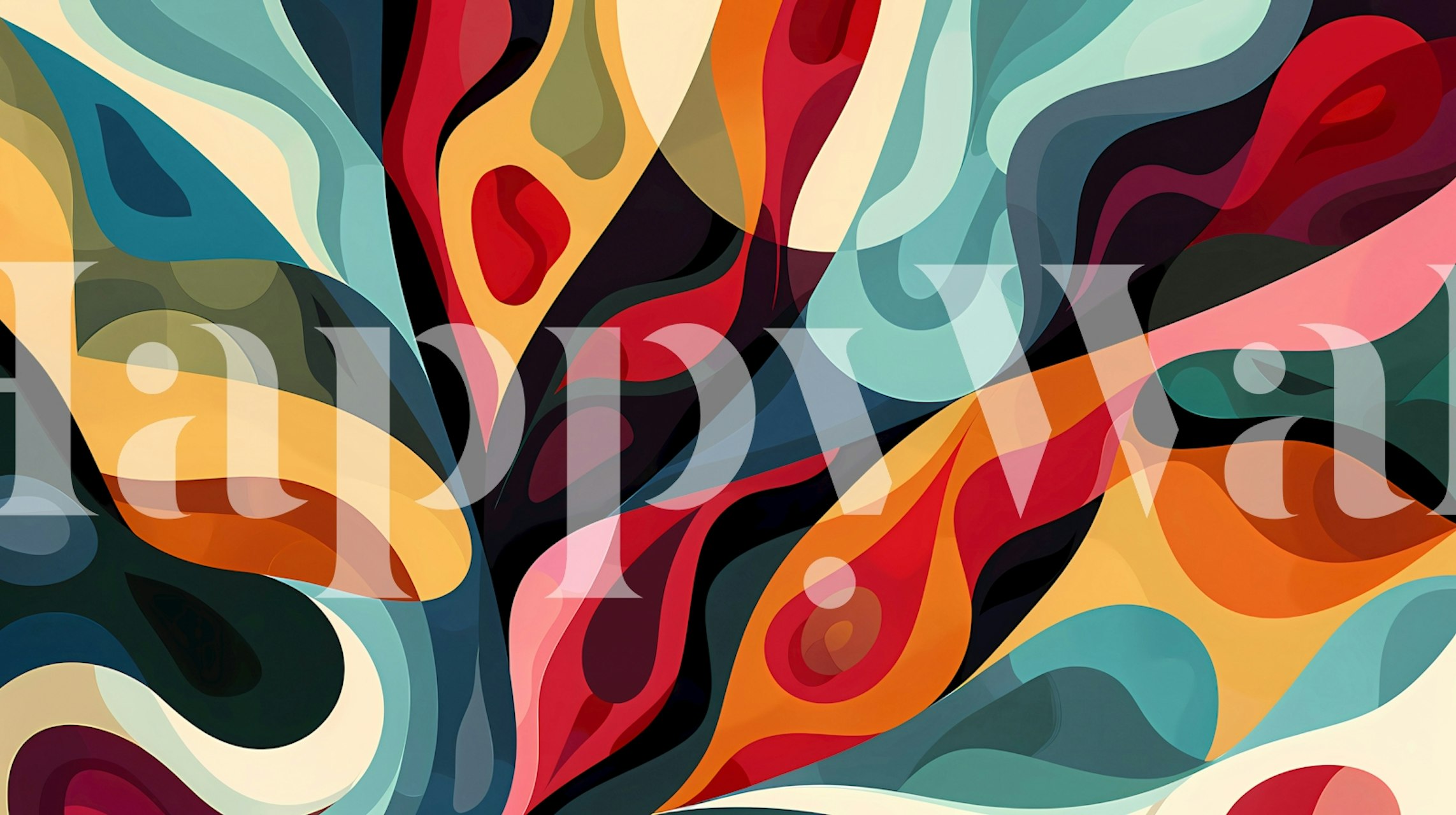 Colorful Abstract Flow tapet i ett rum