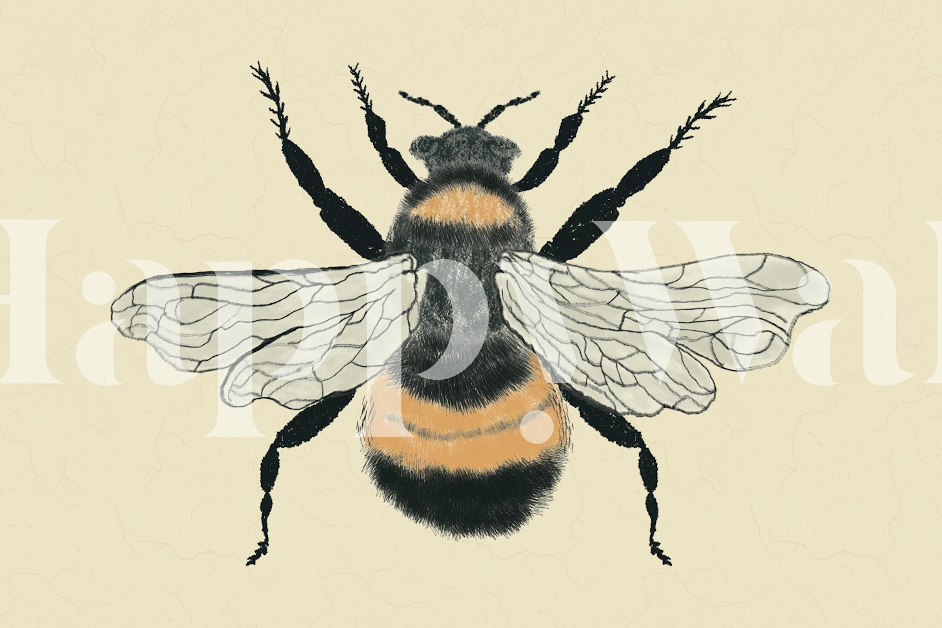 Rustic Bee Art wallpaper displayed in a room