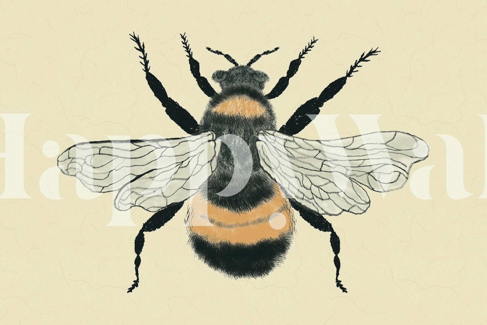 Rustic Bee Art wallpaper displayed in a room