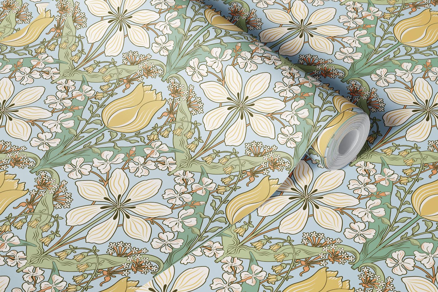 Belle Epoque Botanical Mist Tulipa wallpaper roll