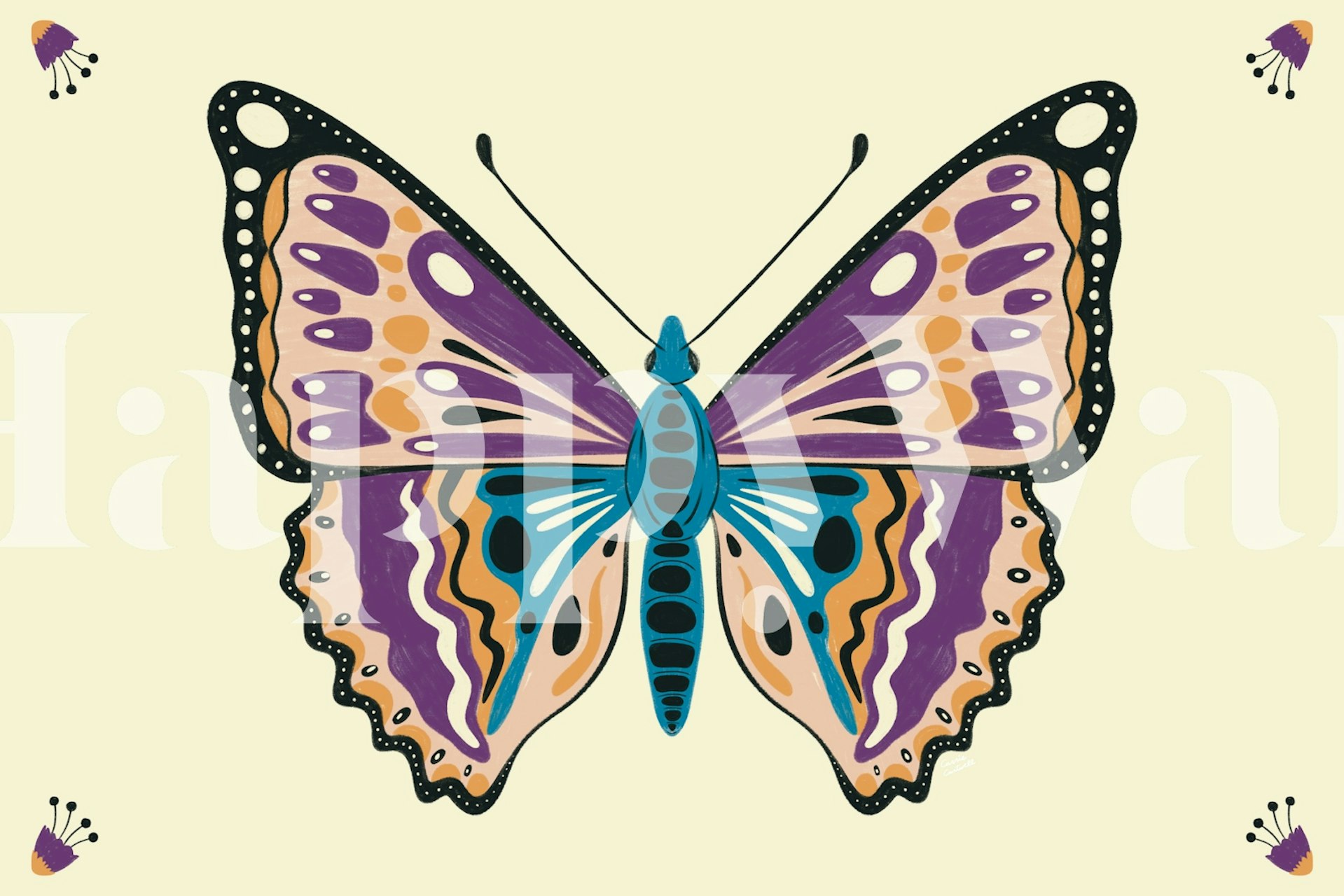 Vibrant butterfly design wallpaper in una stanza