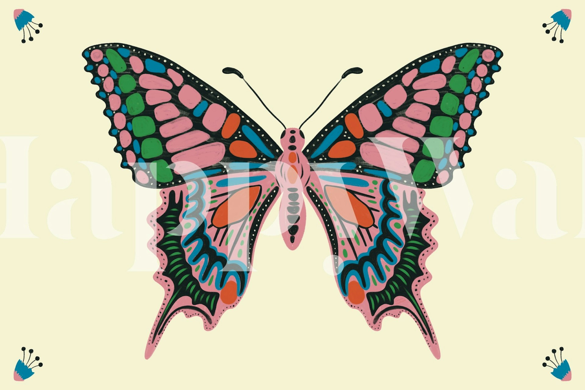 Vibrant butterfly wallpaper design huoneessa