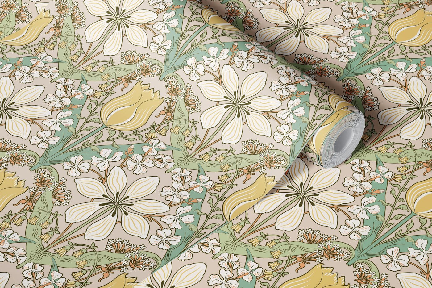 Belle Epoque Golden Petal Tulipa wallpaper roll