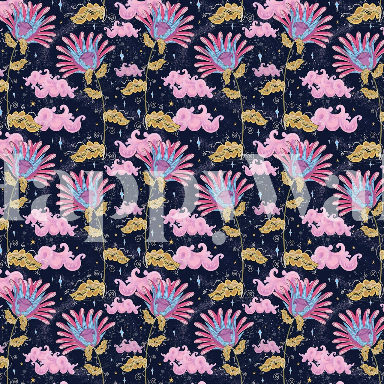 Stardust Lilly Large papel de parede em um quarto