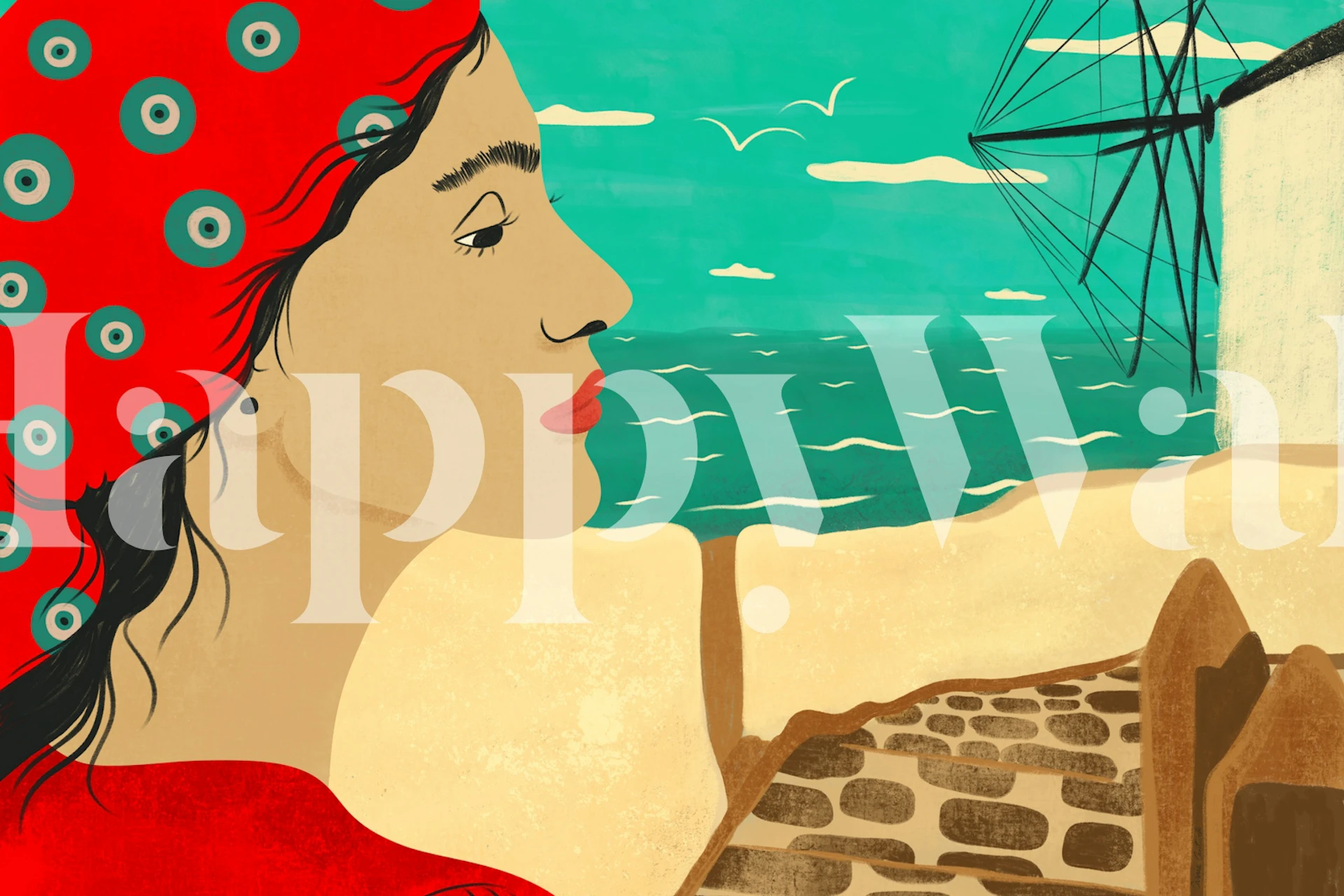 Mediterranean Muse wallpaper design in a room