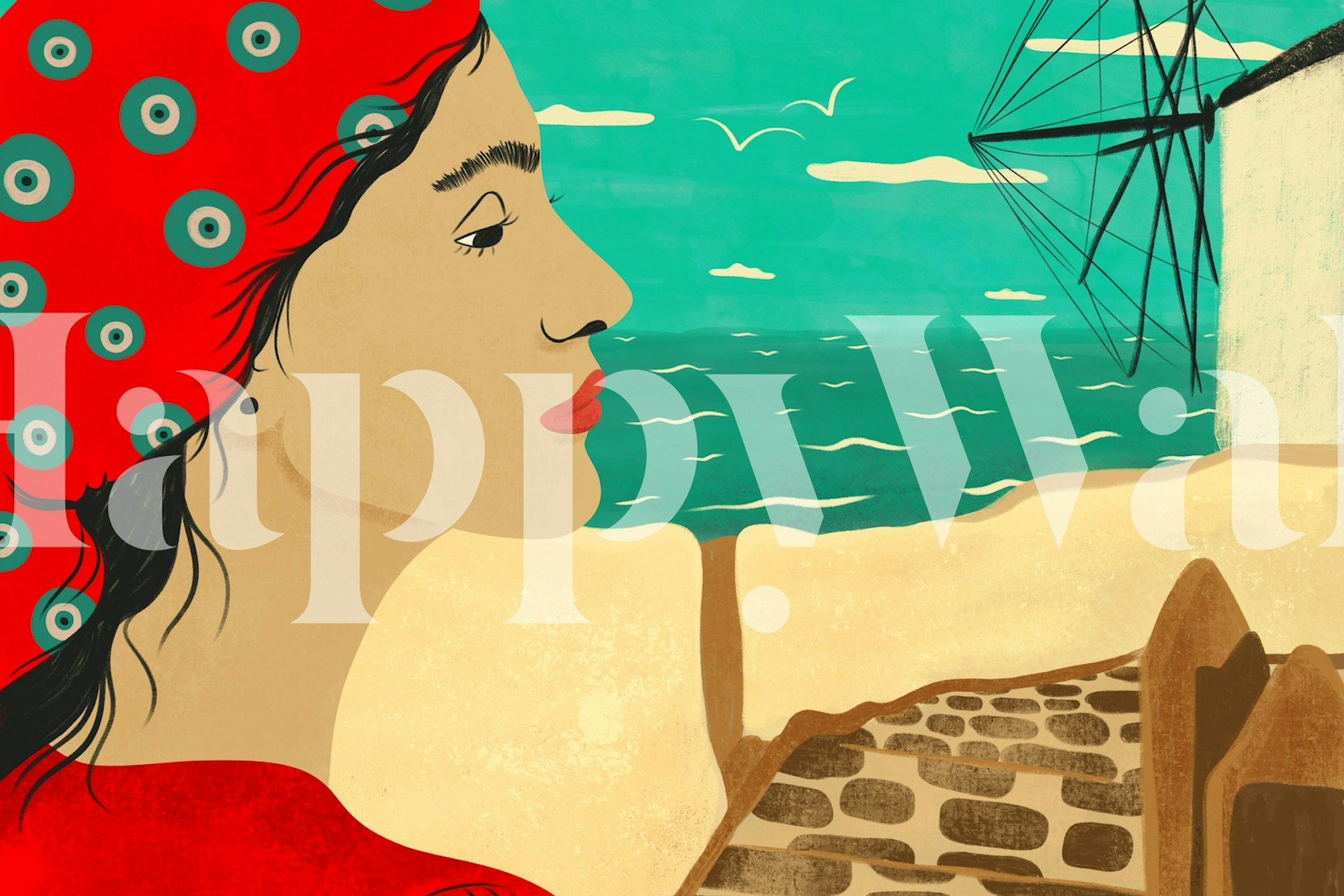 Mediterranean Muse wallpaper design in a room