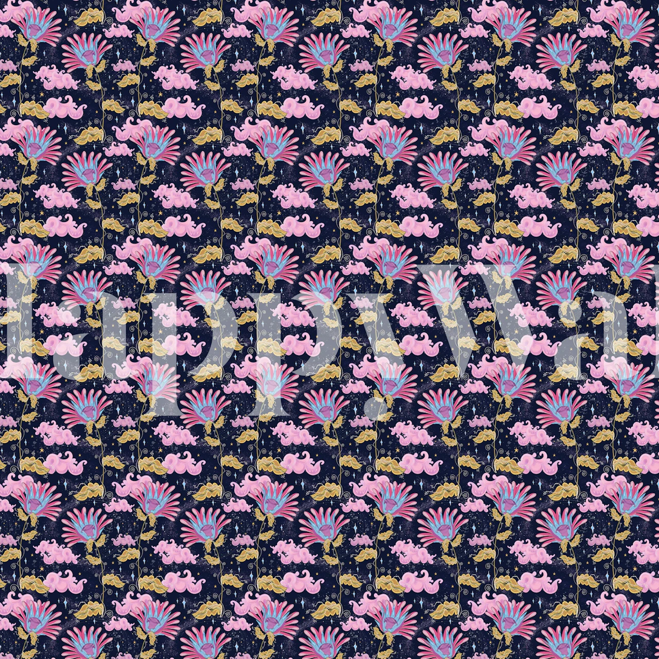 Colorful Stardust Lilly Small wallpaper in a room