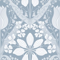 Belle epoque Botanical tulips in dusty blue tapet