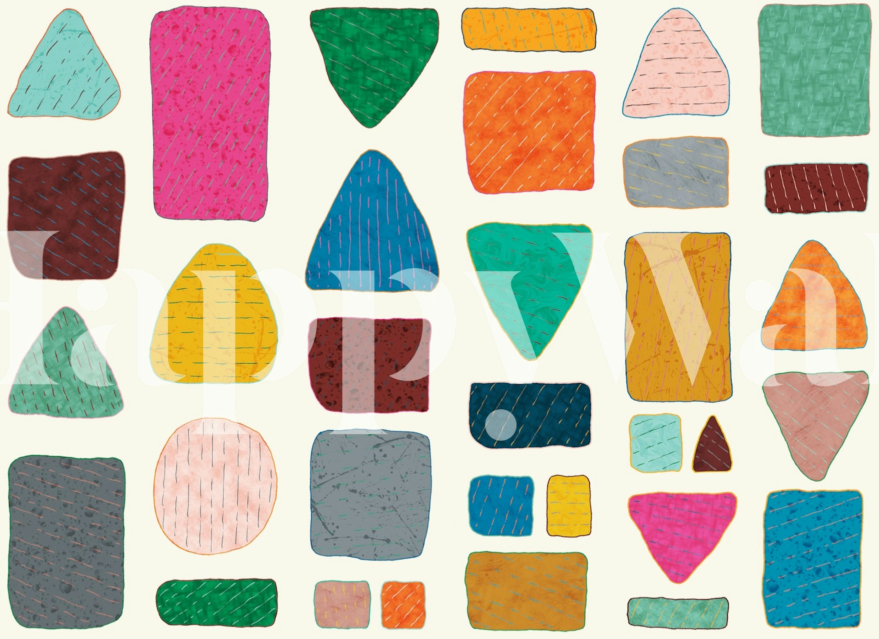 Playful Geometric Blocks ταπετσαρία σε ένα δωμάτιο