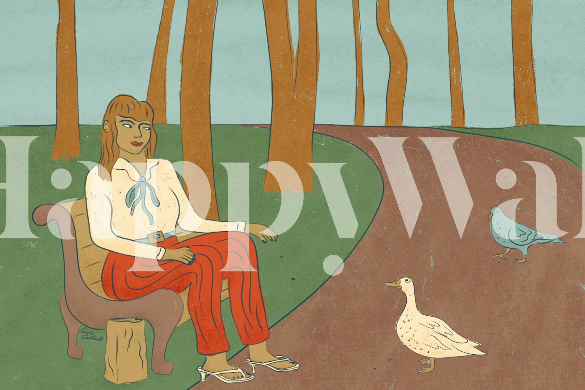 Leisurely Park Afternoon carta da parati in una stanza