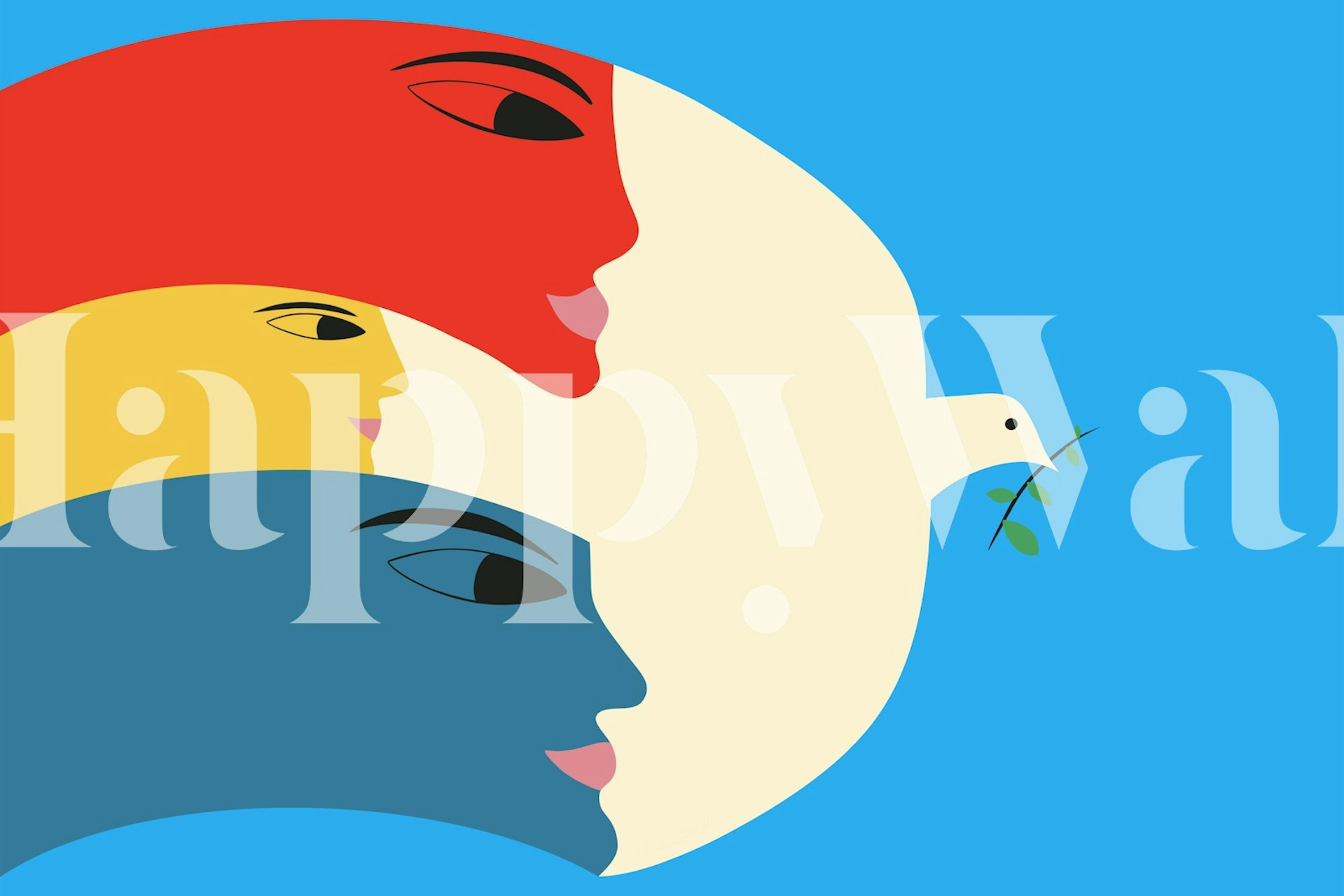 Ταπετσαρία Dove of Serenity σε ένα δωμάτιο