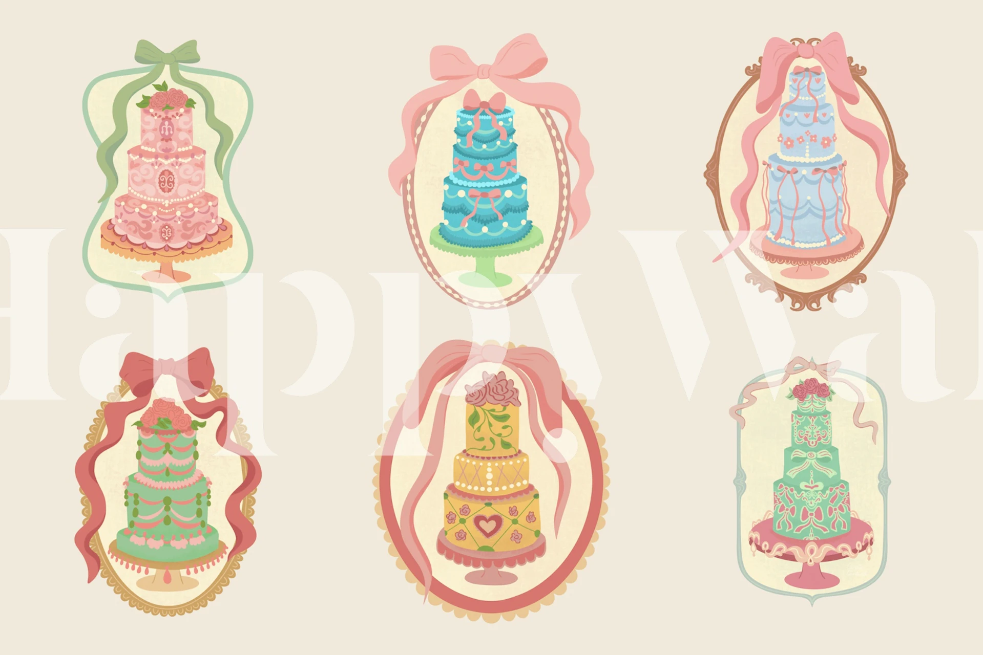 Papier peint Rococo Cakes dans une pièce