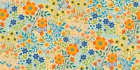 Summer Flower Garden - gold blue on cream L tapet