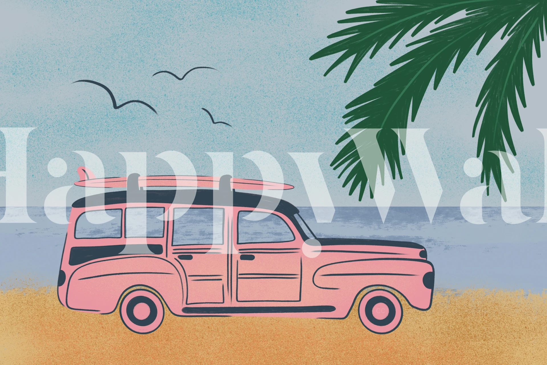 Retro Beach Vibes wallpaper in a room