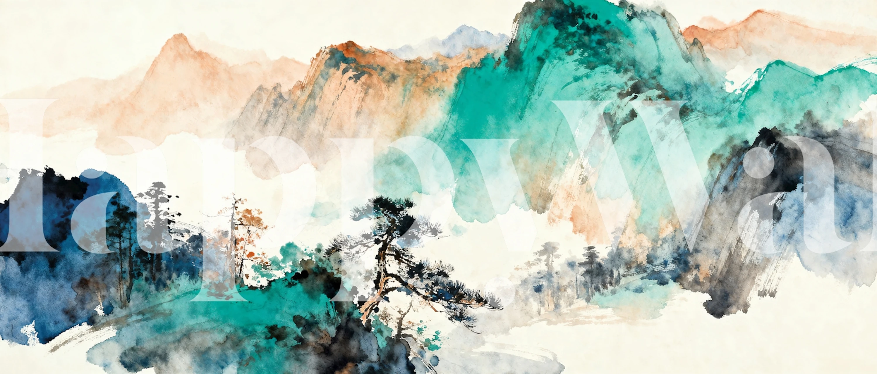 Papel de parede Tranquil Mountain Dream em um quarto