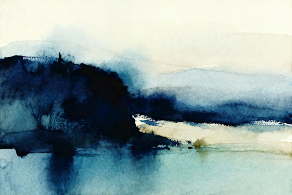 Misty Blue Horizon Scene