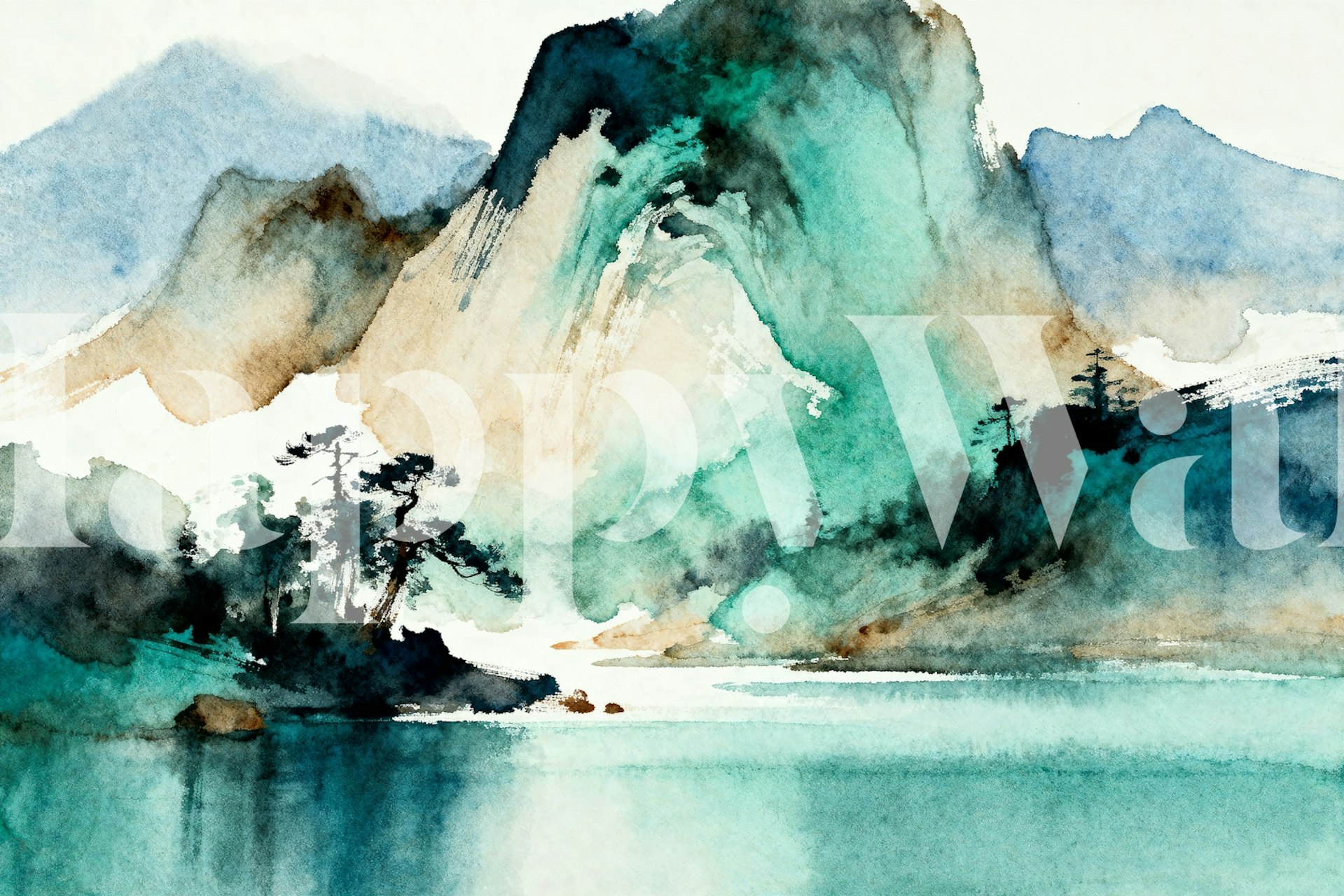 Tranquil Mountain Landscape tapet i et rom