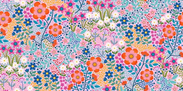 Summer Flower Garden - on Pink - Medium