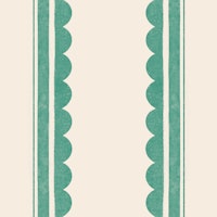 Teal Green Scalloped Stripes Cream Background papel pintado