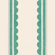 Teal Green Scalloped Stripes Cream Background