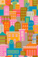 City Lights By Day Retro Geo Bright Pattern wallpaper