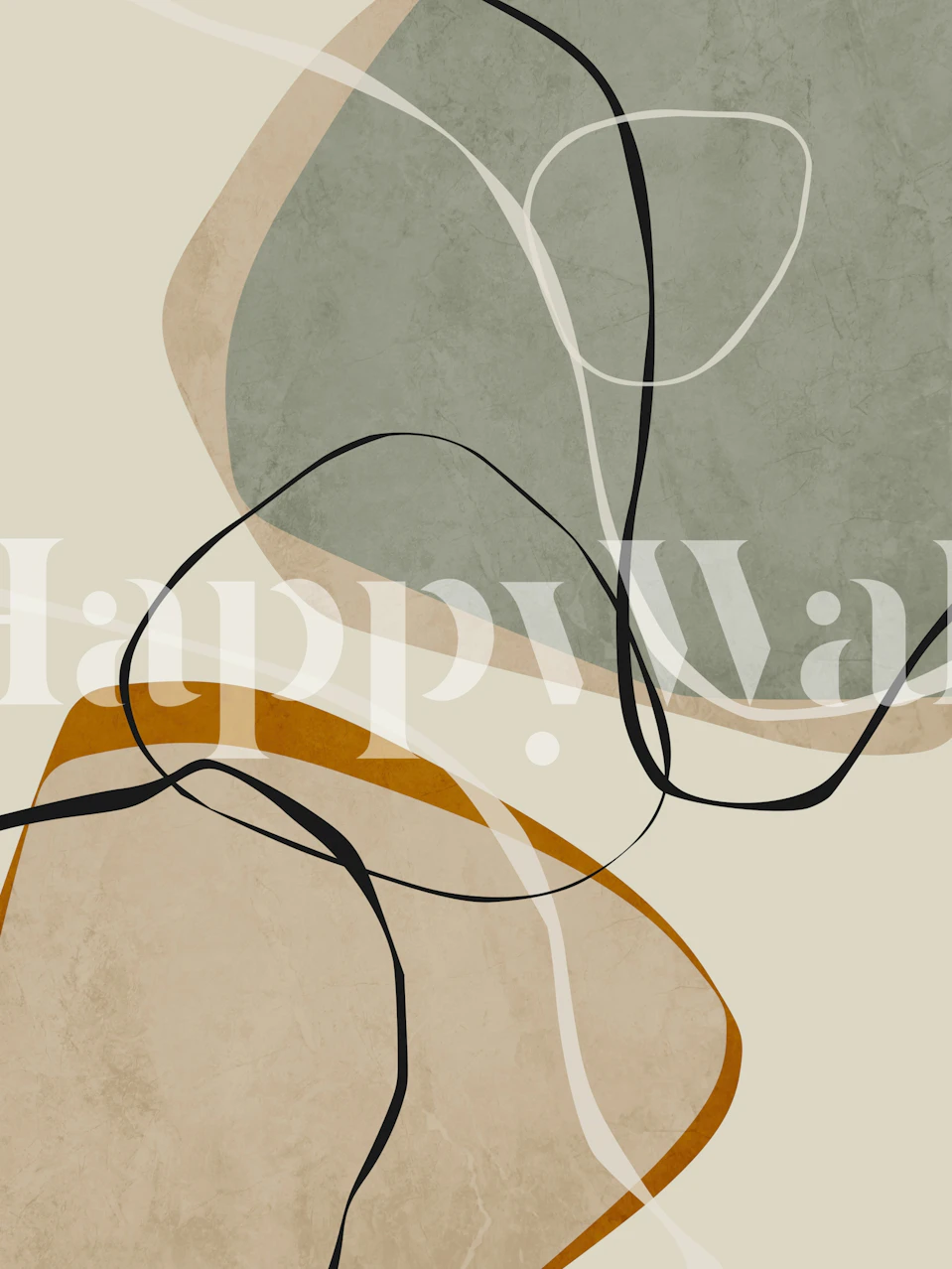 Abstract curves in muted earth tones wallpaper