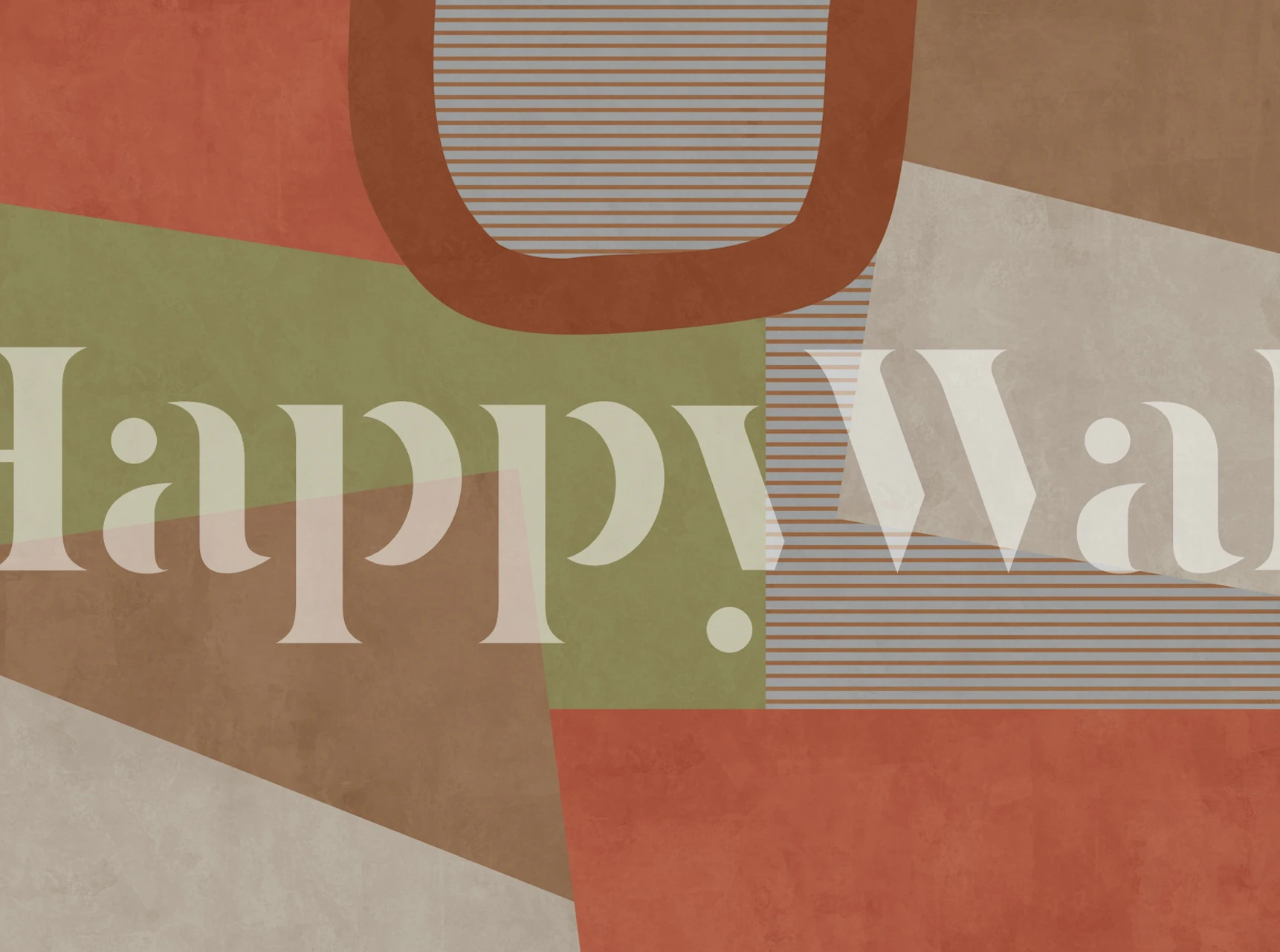 Geometric shapes in earthy red, green, and beige tones wallpaper