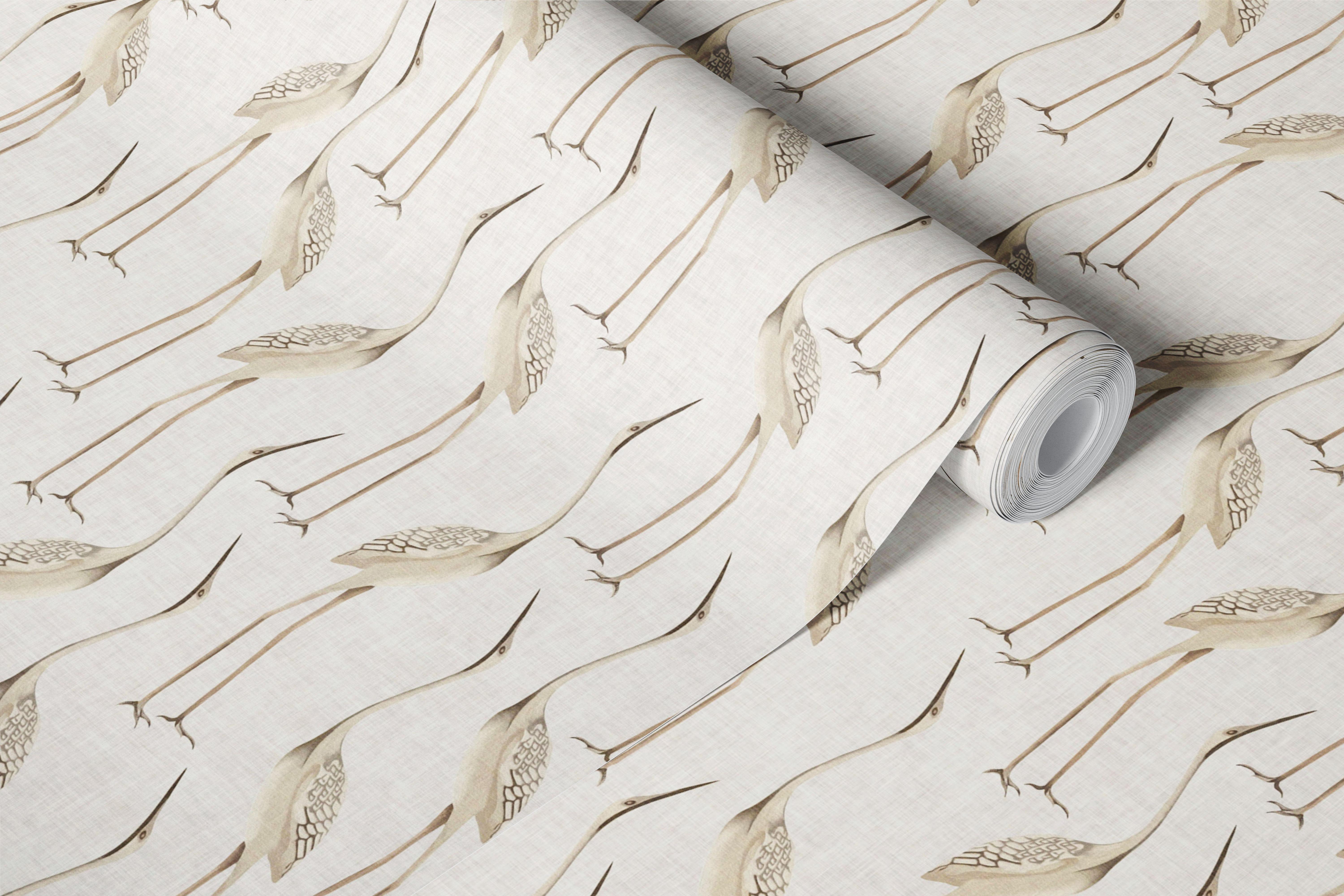 Light natural wallpaper featuring graceful herons in neutral tones