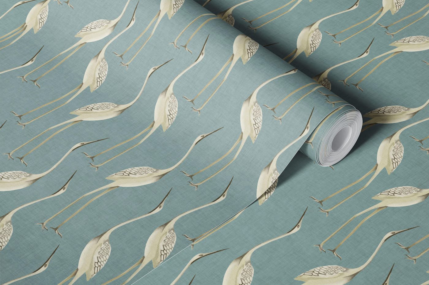 Graceful Herons - Dusky Blue wallpaper roll