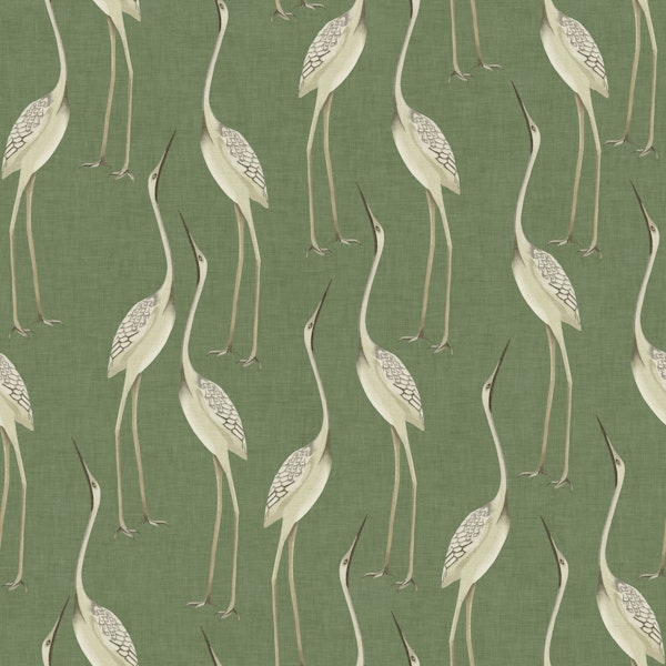 Graceful Herons - Soft Olive Green