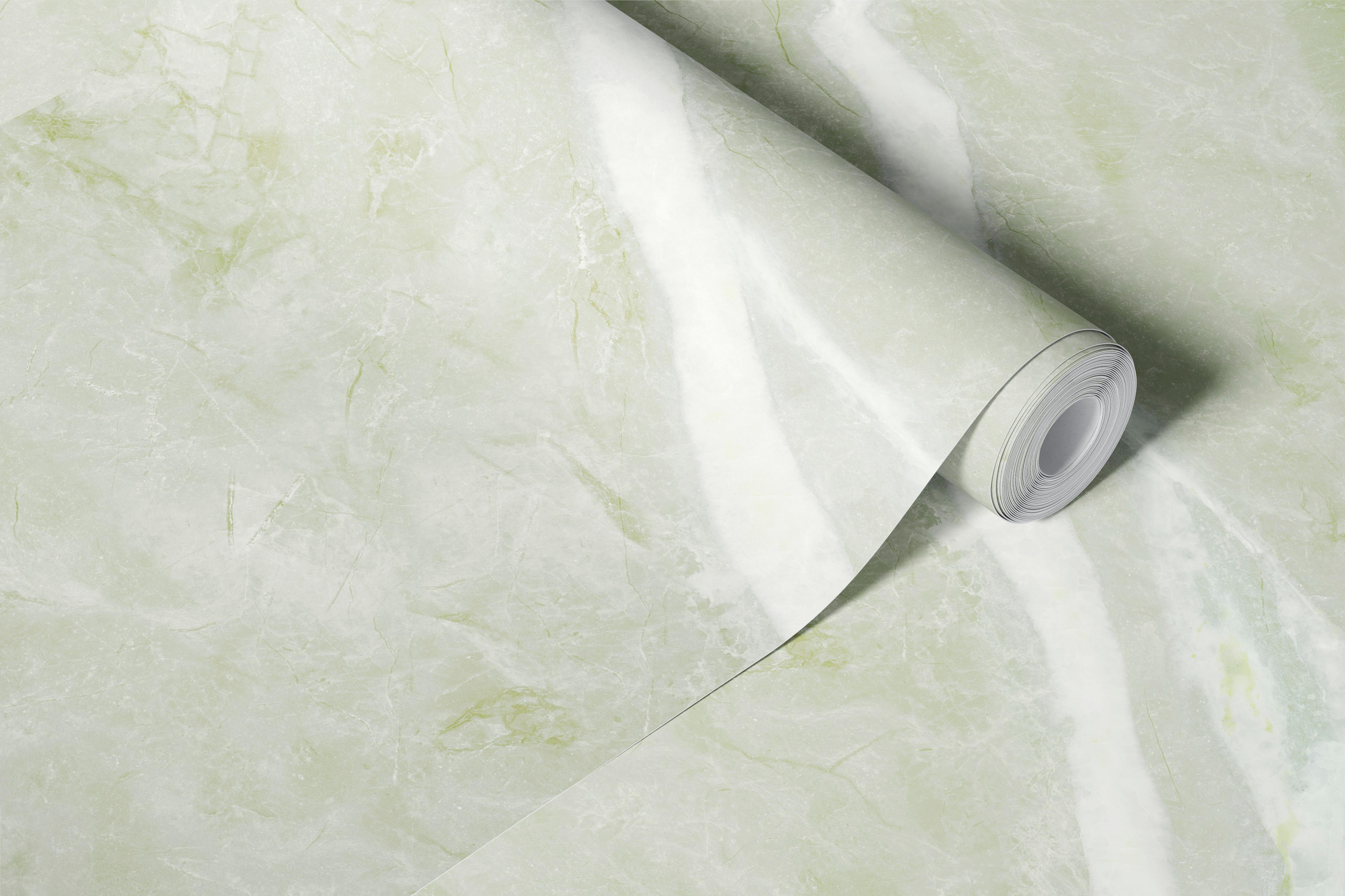 Green marble effect wallpaper with white veining