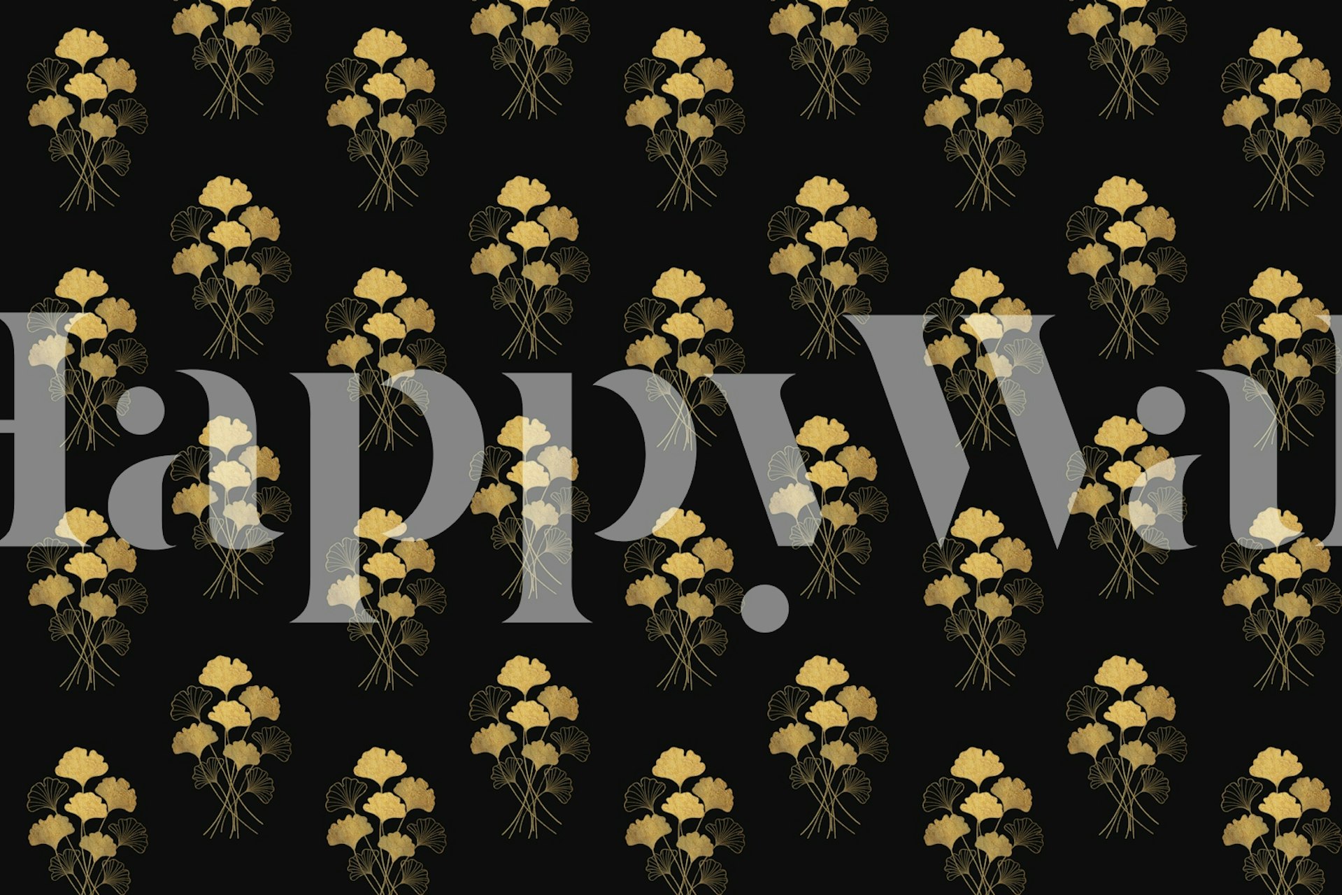 Ginkgo Luxury Gold ταπετσαρία σε ένα δωμάτιο