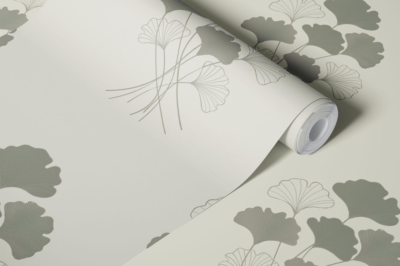 Ginkgo Minimalist Cream wallpaper roll