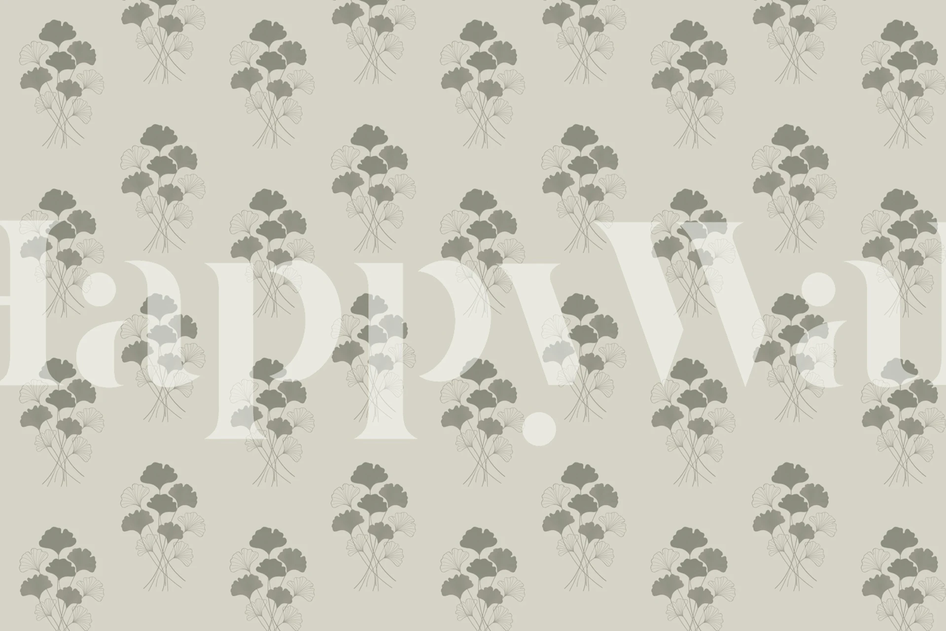 Ginkgo Minimalist Cream wallpaper in a room