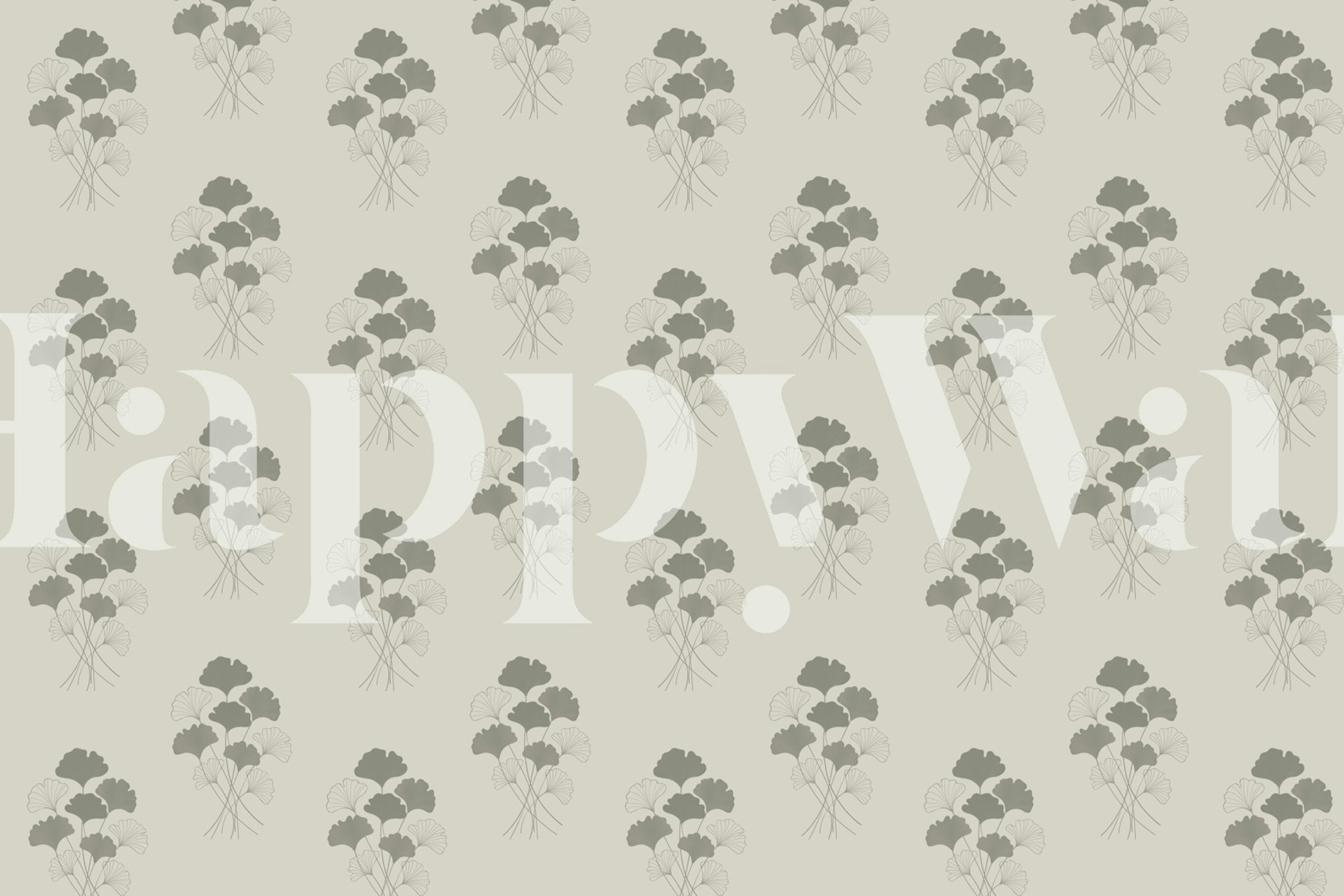 Ginkgo Minimalist Cream Tapete in einem Raum