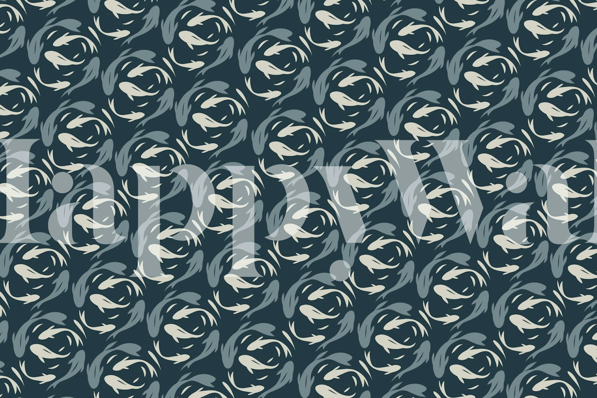 Koi Fish Blue ταπετσαρία σε εσωτερικό χώρο.