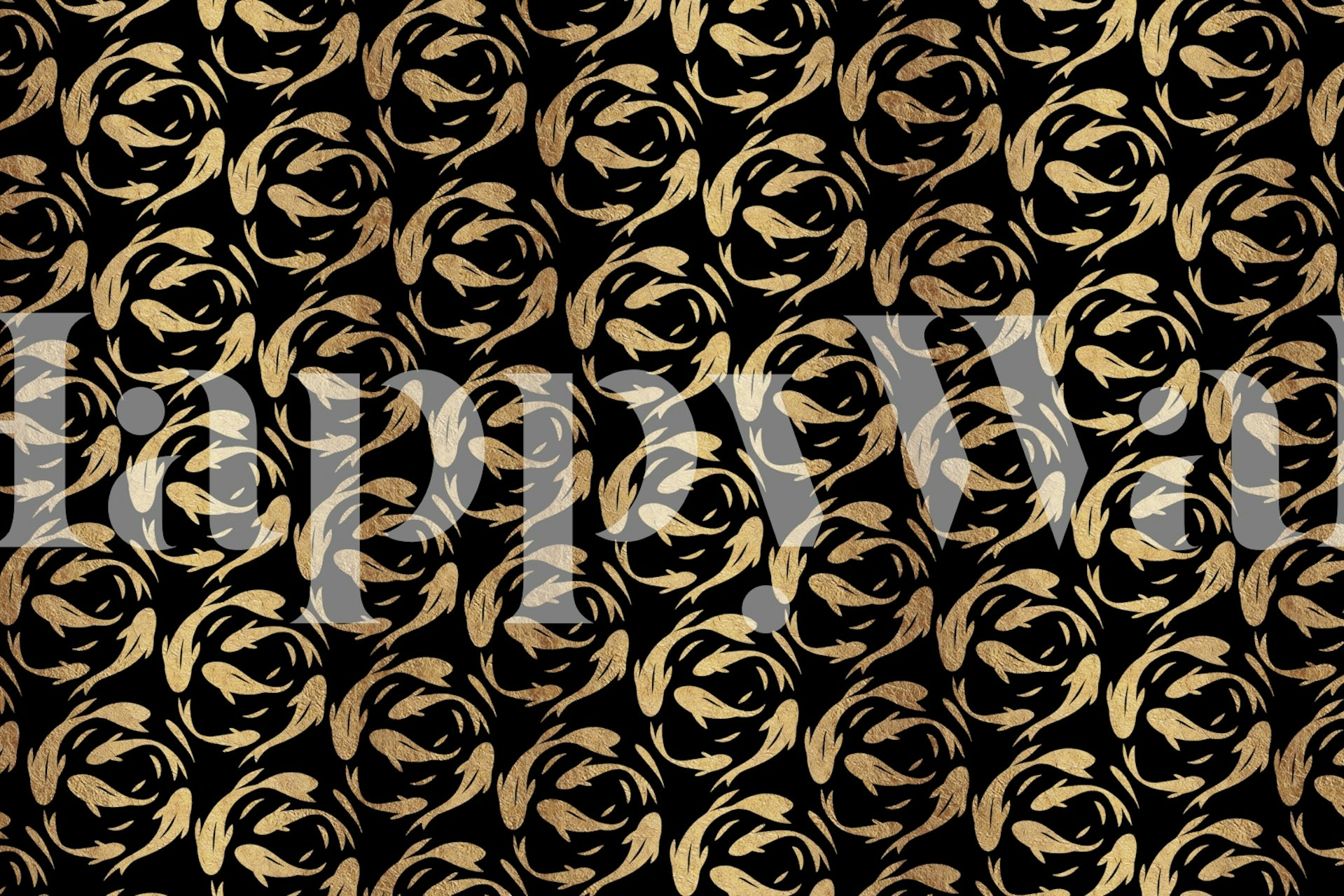 Papel de parede Koi Fish Gold em uma sala de estar