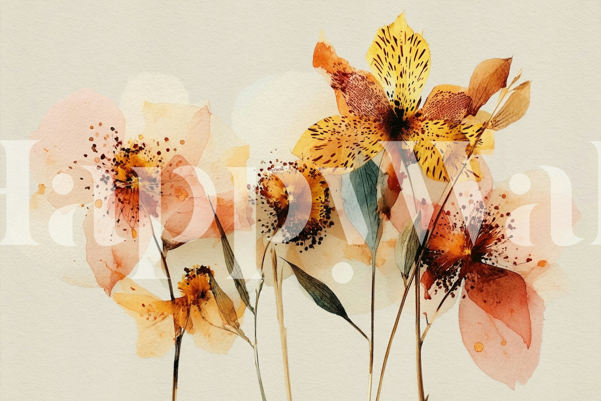 Watercolor floral design with pastel colors wallpaper