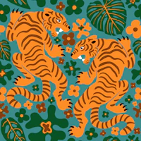 Orange Tigers Oasis tapet