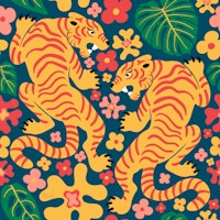 Tropical Tiger Blooms papel de parede