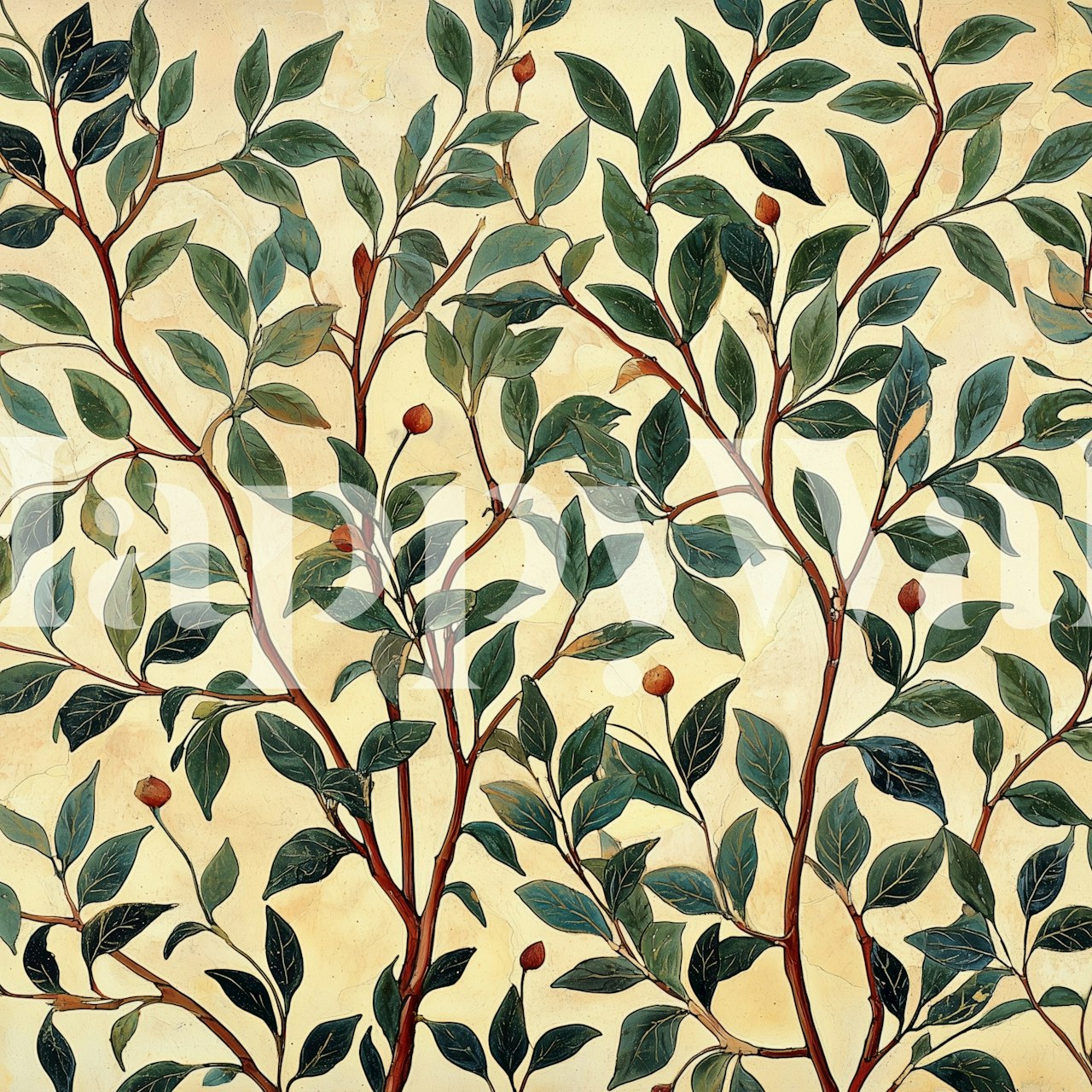 Leafy Branch Delight tapettisuunnittelu huoneessa